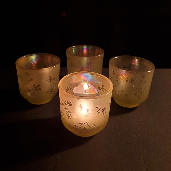 Vintage Yellow Iridescent Candle Holders - Picture 4 of 8